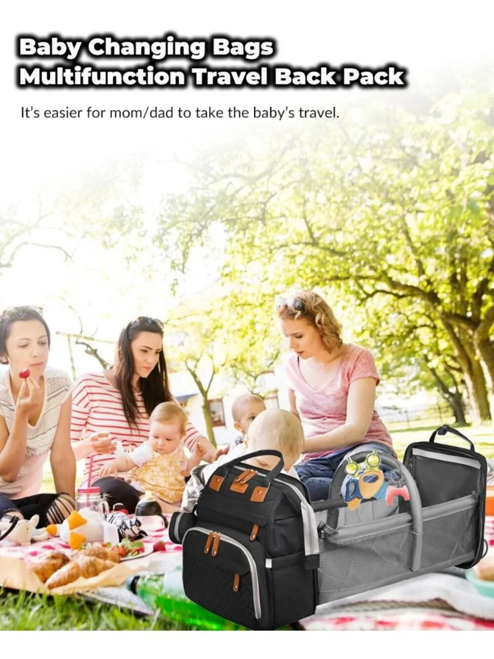 Stylish Waterproof Diaper Bag Backpack with Changing Station & USB Port, Large